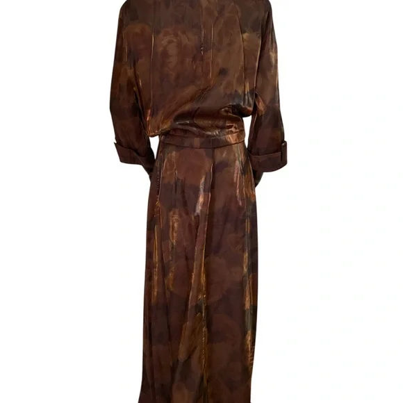 Elegant Formal Evening Wrap Top with Full Length Skirt Sz 12 Brown/Bronze Laura - Picture 4 of 11